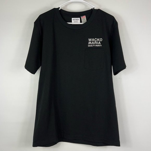 Wacko Maria X Guilty Parties Mens T-Shirt Black Short Sleeve Crew Pocket L New